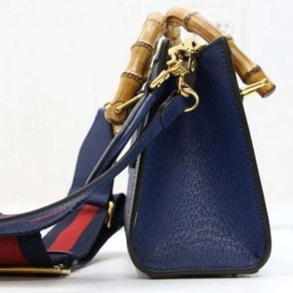 GUCCI Diana NM Bamboo Handle Tote Leather Mini - Blue - Picture 9 of 13